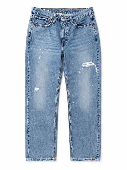 Light Wash Distressed Straight-Leg Jeans (CLEARANCE 33x32, 33x30)