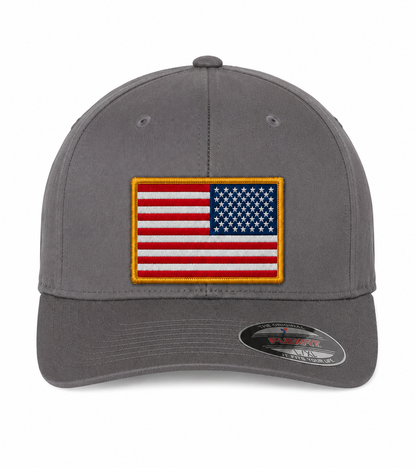 V-Flexfit® Cotton Twill Cap / American Flag Embroidered Patch