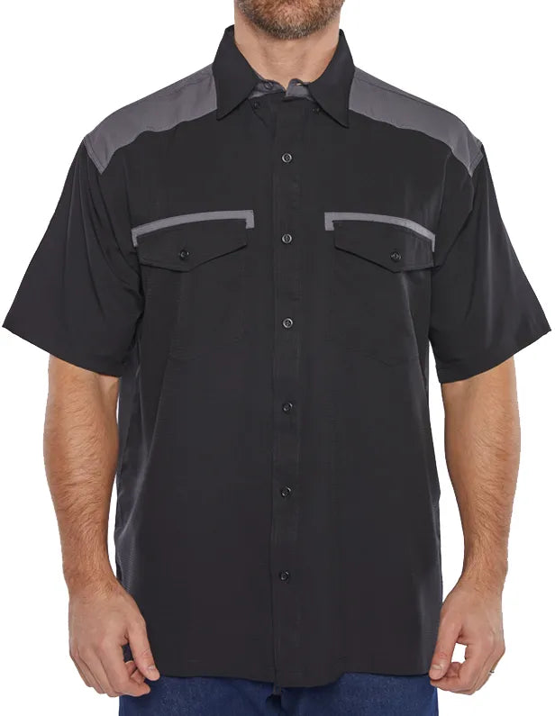 Pro Celebrity Men's Short Sleeve Icon Color Block Fishing Shirt