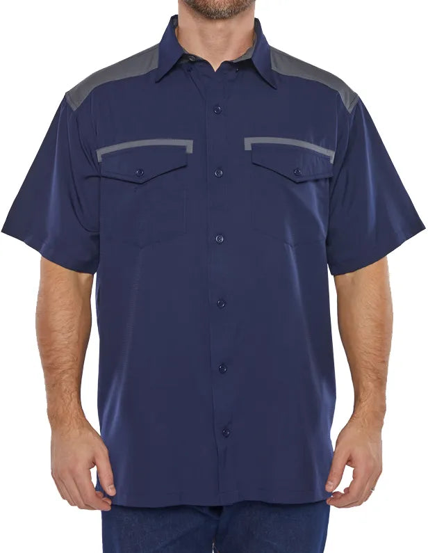 Pro Celebrity Men's Short Sleeve Icon Color Block Fishing Shirt