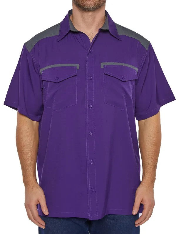 Pro Celebrity Men's Short Sleeve Icon Color Block Fishing Shirt