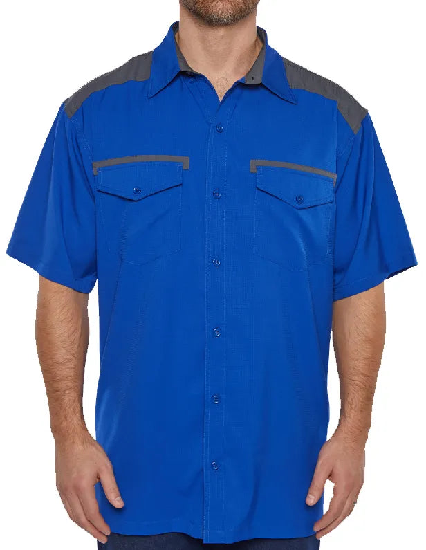 Pro Celebrity Men's Short Sleeve Icon Color Block Fishing Shirt