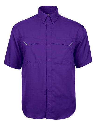 Pro Celebrity FST889 Men's Short Sleeve Pro Fishing Shirt, Purple, Medium (Clearance)