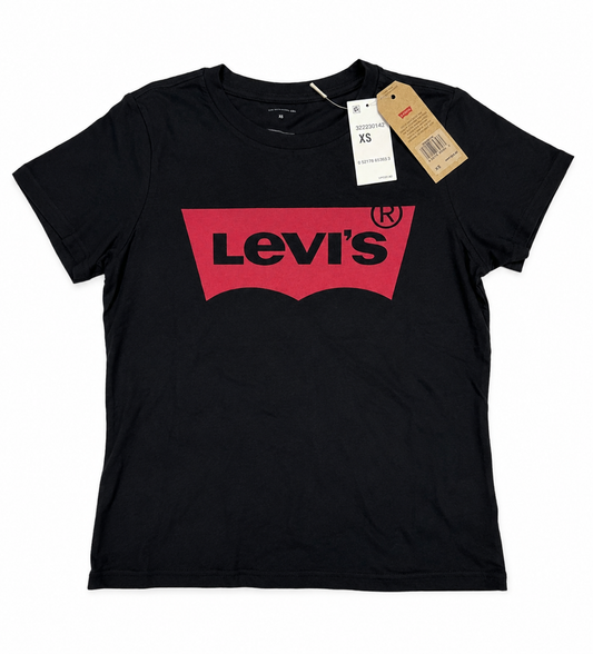 Levi's Ladies Batwing Logo T-Shirt - Black / Red - 32223-0142 - Clearance