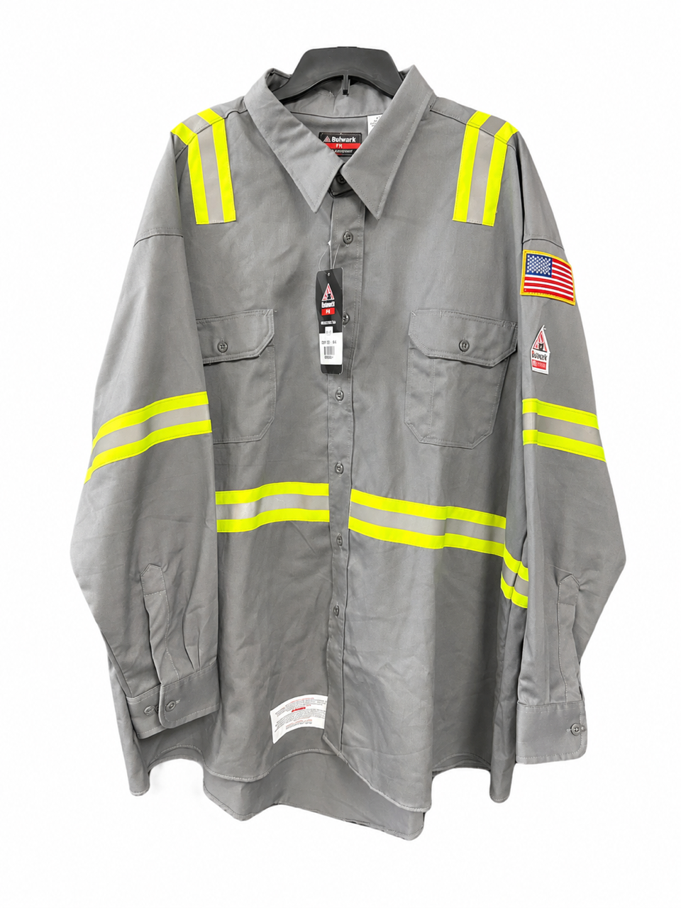 Bulwark FR Hi-Vis Flame-Resistant Work Shirt  4XL – Gray with Reflective Trim-SLDTGY