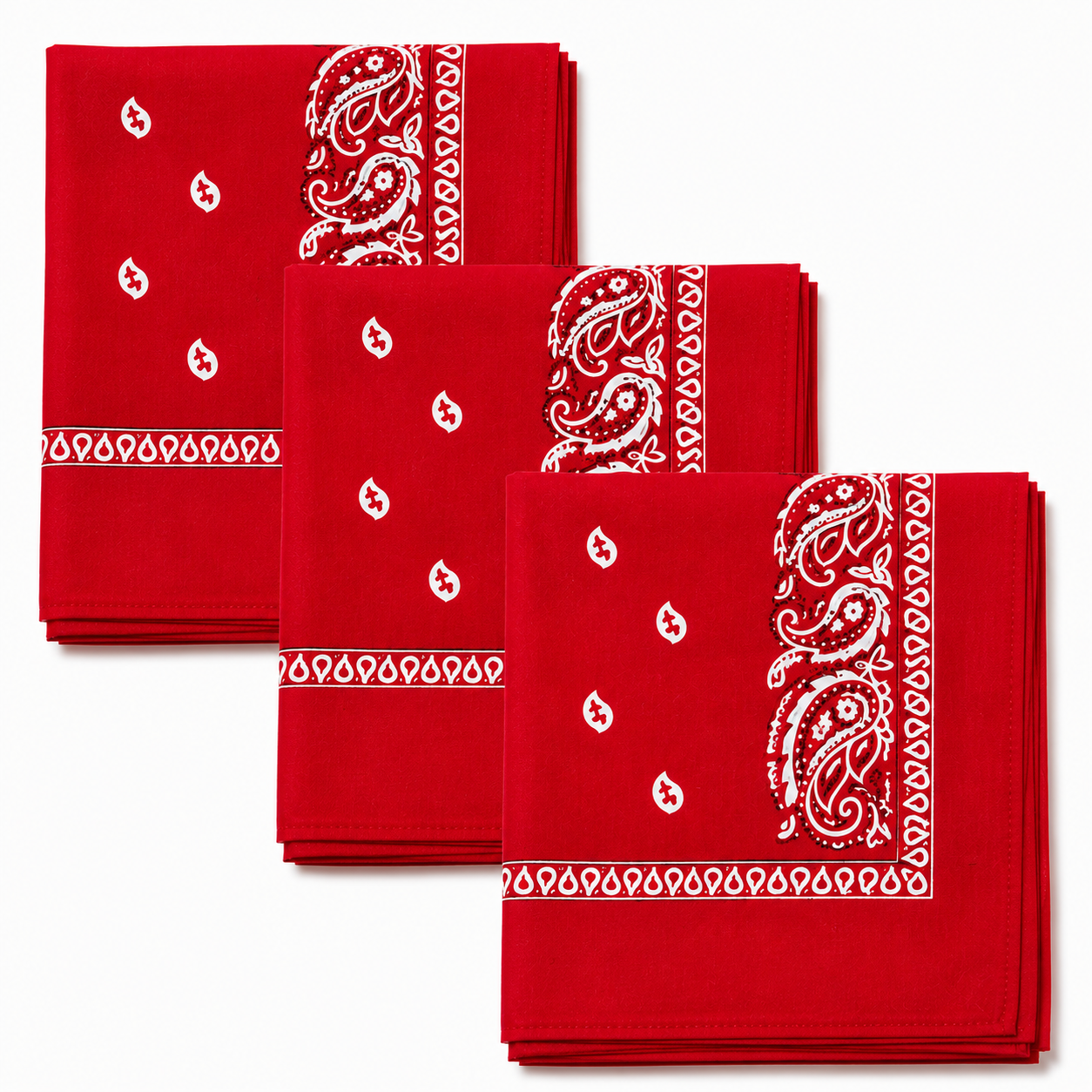 Levi’s 3-Piece Paisley Bandana Set – 100% Cotton