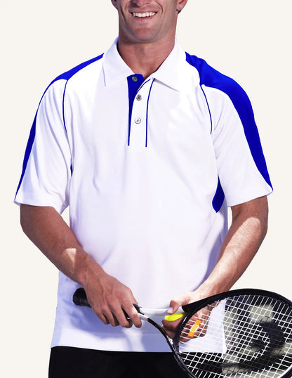 Pro Celebrity KTM186 Magnum Men's Polo Shirt, White & Royal, Medium (Clearance)