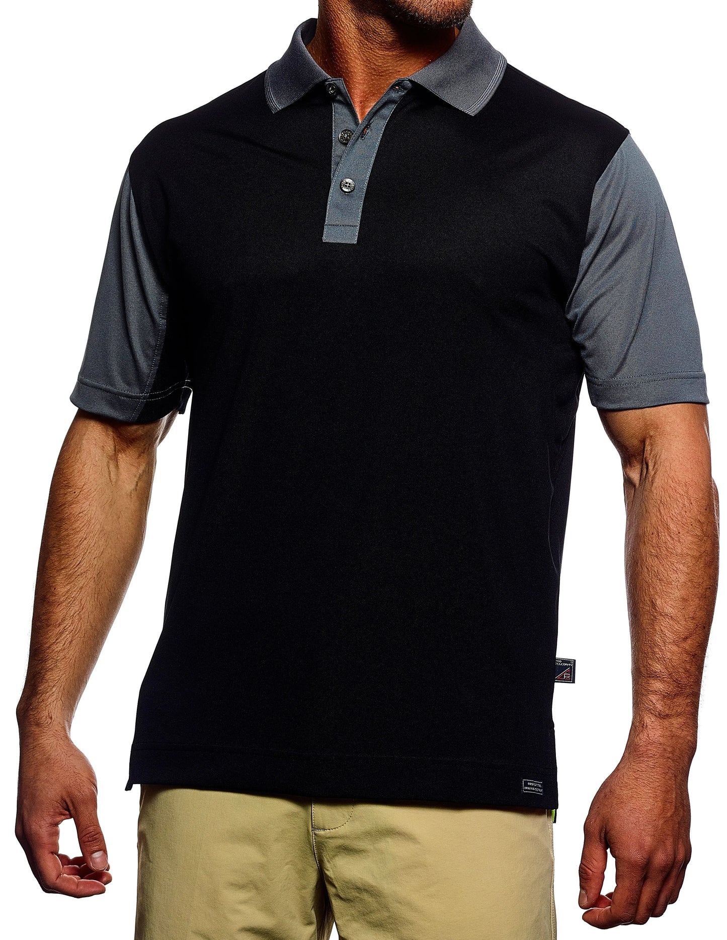 Pro Celebrity KTN347 Men's Corvette Polo Shirt, Black & Graphite, 2X-Large (Clearance)