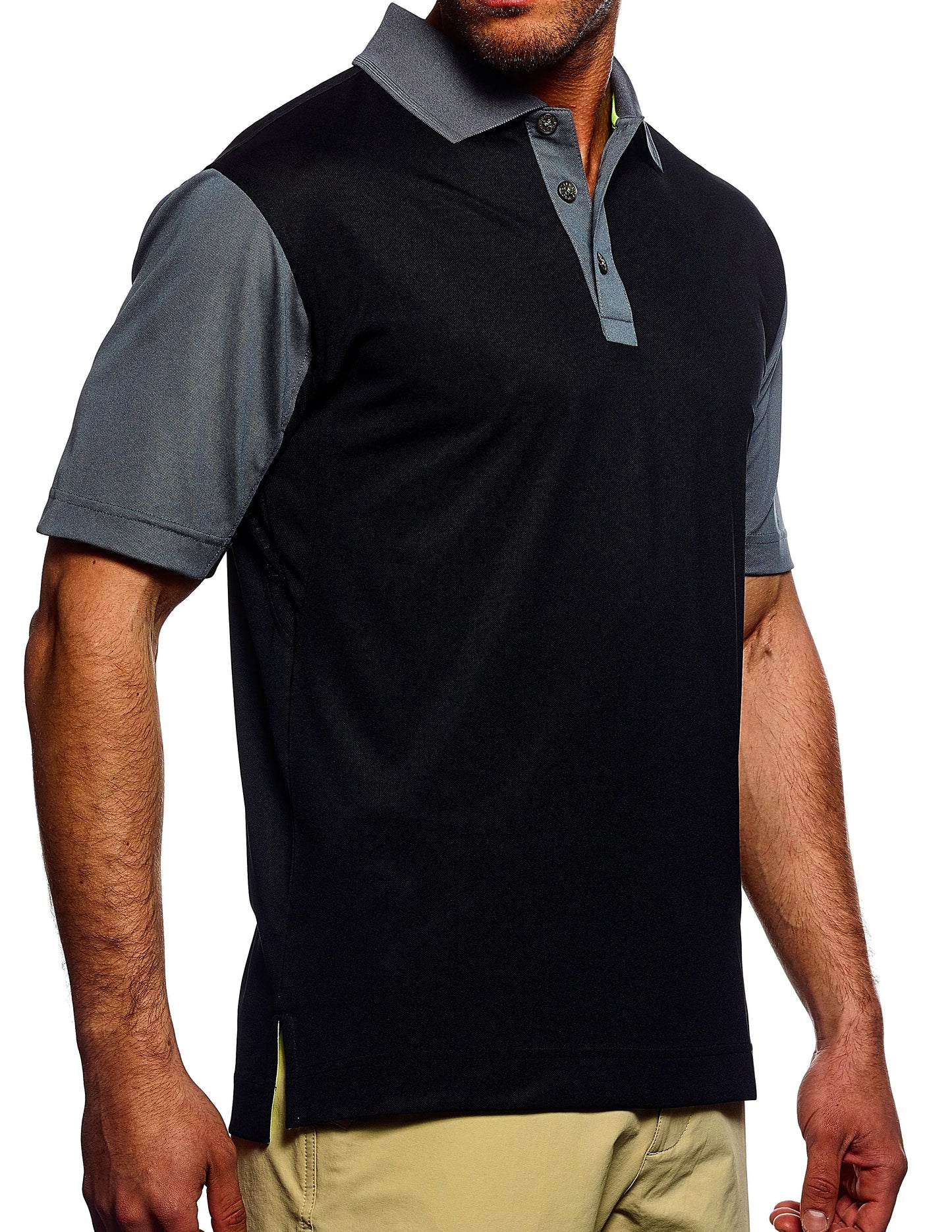 Pro Celebrity KTN347 Men's Corvette Polo Shirt, Black & Graphite, 2X-Large (Clearance)