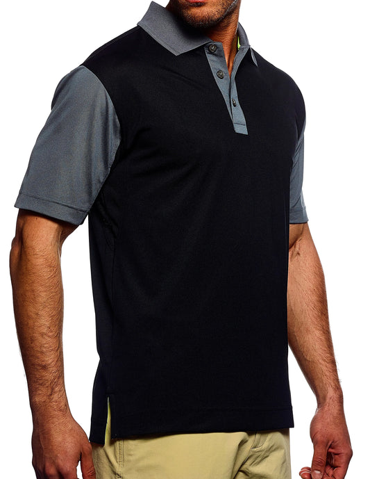 Pro Celebrity KTN347 Men's Corvette Polo Shirt, Black & Graphite, 2X-Large (Clearance)