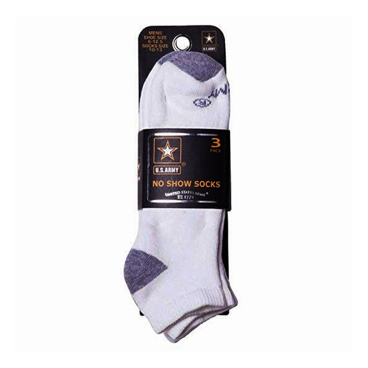 U.S. Army Men's 3 Pack No Show White Socks 6-12.5