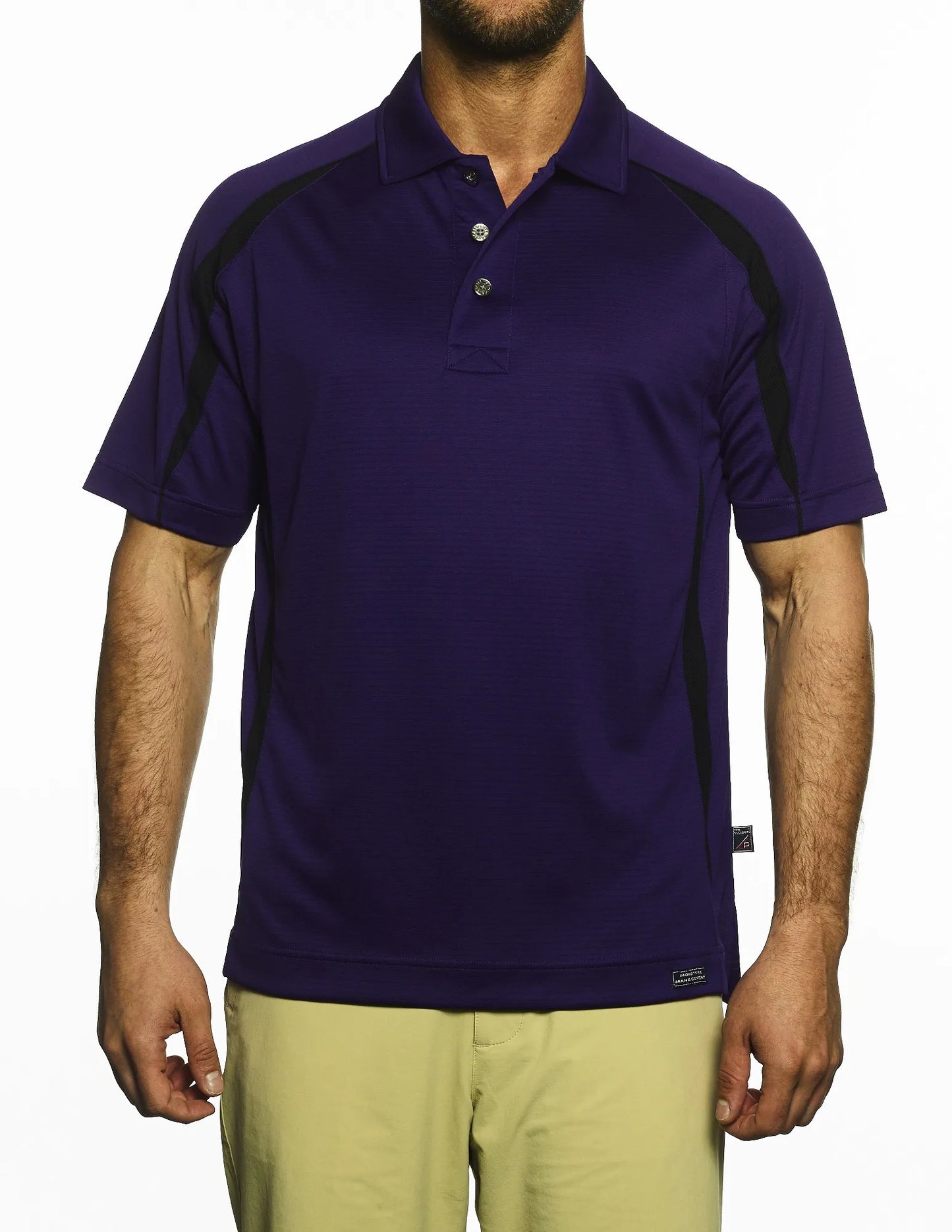 Pro Celebrity Men's Elite Polo Shirt, Purple & Black, X-Large (Clearance)
