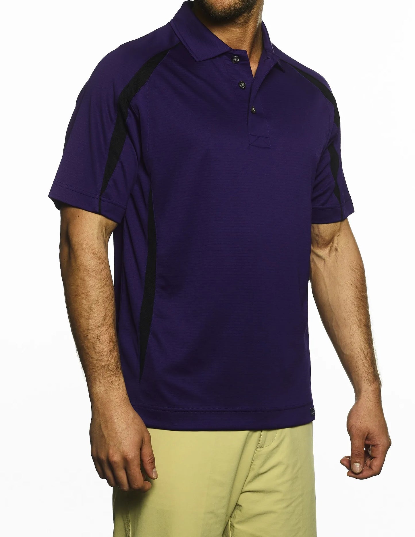 Pro Celebrity Men's Elite Polo Shirt, Purple & Black, X-Large (Clearance)