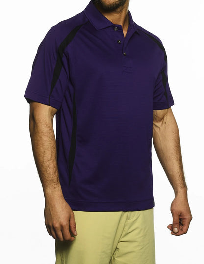 Pro Celebrity Men's Elite Polo Shirt, Purple & Black, X-Large (Clearance)