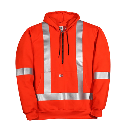 Big Bill Hooded Sweatshirt with Half-Zip and Reflective Material-RT26IT14-Orange