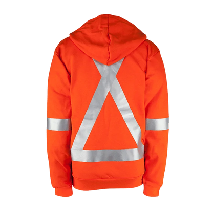 Big Bill Hooded Sweatshirt with Half-Zip and Reflective Material-RT26IT14-Orange