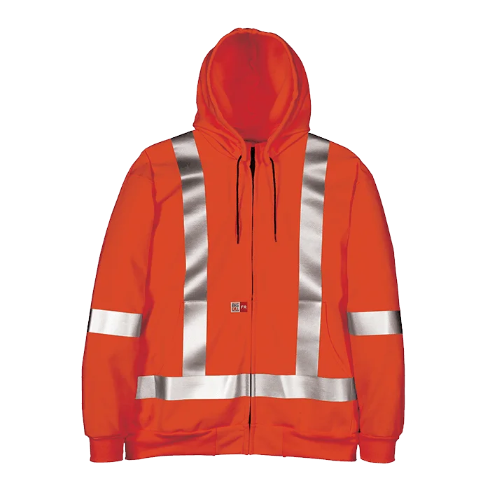 Big Bill Zip-Front Sweatshirt with Detachable Hood and Reflective Material-RT27IT14-Orange