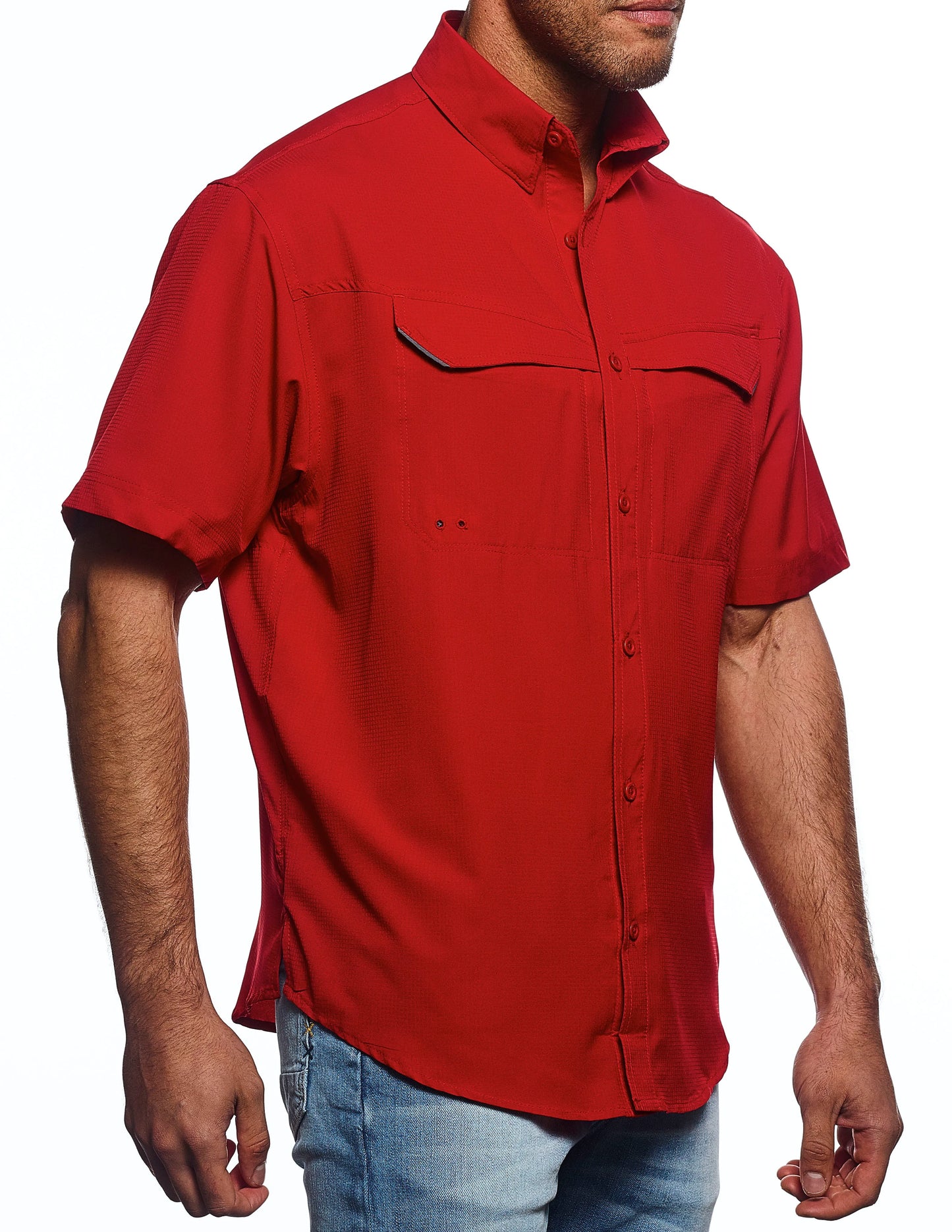 Pro Celebrity Men's Short Sleeve Pro Fishing Shirt, Scarlet, 4X-Large, (Clearance)
