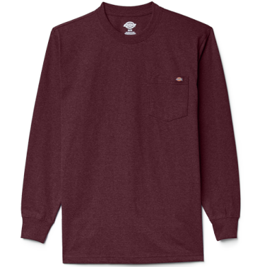 Dickies Heavyweight Heathered Long Sleeve Pocket T-Shirt-WL450H-ZINFANDEL HEATHER