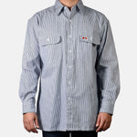 100% Cotton Long Sleeve Striped Button-Up – Hickory