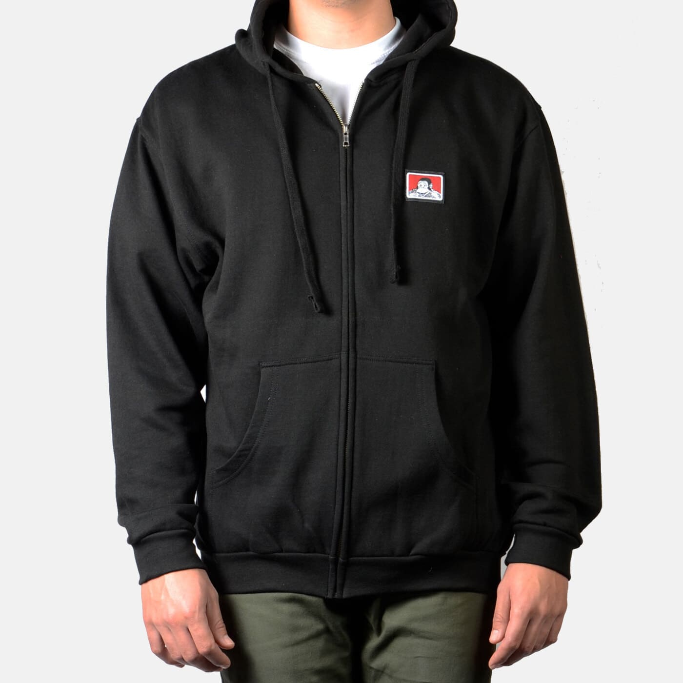 Hooded Zip Sweatshirt with Logo - Black - basicsclothing